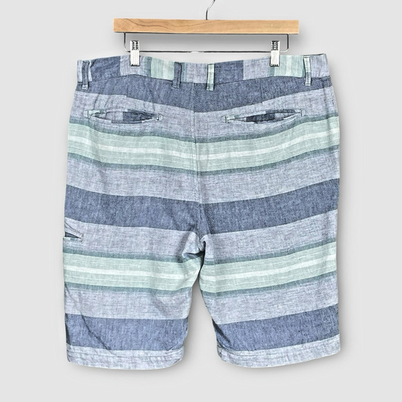 Carbon2Cobalt Mens Linen Blend Preppy Striped Shorts Size 36 Coastal Breathable - Picture 2 of 6